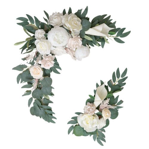 Flower Sign Décor (Set of 2) - White & Sage