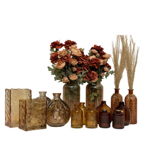 Set of Assorted Amber Vases
