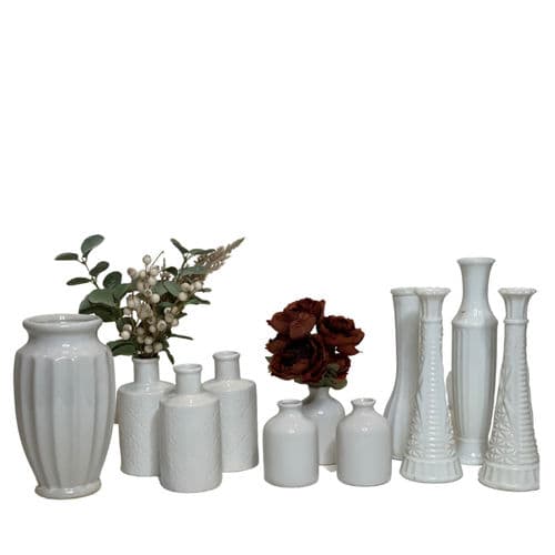 Variety set of white vases